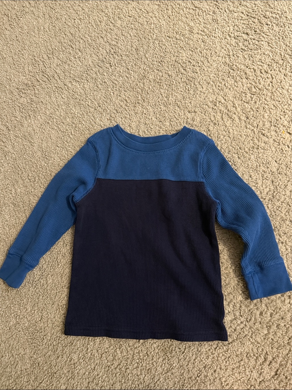 Cat & Jack Two-Tone Blue Long Sleeve Waffle Tee